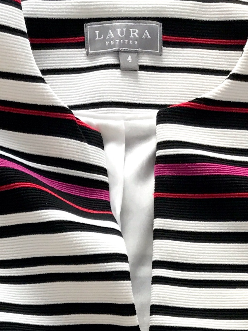 Laura Petites 60s Mod Vintage Striped Collarless Blazer Size 4 Multi Colours EUC